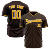 Custom Brown Baseball Jersey (With Gold Color)