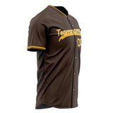 Custom Brown Baseball Jersey (With Gold Color)