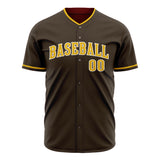 Custom Brown Baseball Jersey (With Gold Color)