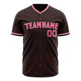 Custom Brown Baseball Jersey (With Pink Color)
