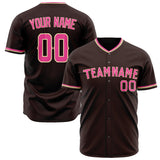 Custom Brown Baseball Jersey (With Pink Color)