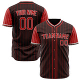 Custom Brown Baseball Jersey (With Red Red Pinstripe)