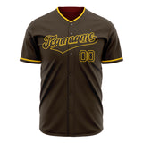 Custom Brown Baseball Jersey (With Gold Color)