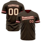 Custom Brown Baseball Jersey (With Cream Color)