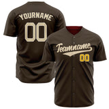 Custom Brown Baseball Jersey (With Cream Color)