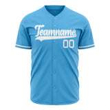 Custom Sky Blue Baseball Jersey (With White Color)