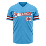 Custom Sky Blue Baseball Jersey (With White Color)