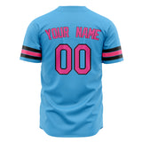 Custom Sky Blue Baseball Jersey (With Pink Color)