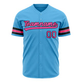 Custom Sky Blue Baseball Jersey (With Pink Color)