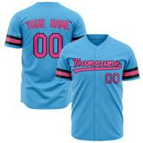 Custom Sky Blue Baseball Jersey (With Pink Color)