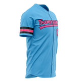 Custom Sky Blue Baseball Jersey (With Pink Color)