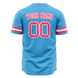 Custom Sky Blue Baseball Jersey (With Pink Color)