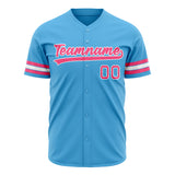 Custom Sky Blue Baseball Jersey (With Pink Color)