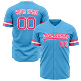 Custom Sky Blue Baseball Jersey (With Pink Color)