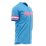 Custom Sky Blue Baseball Jersey (With Pink Color)