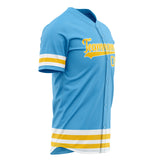 Custom Sky Blue Baseball Jersey (With Yellow Double Stripe)