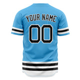 Custom Sky Blue Baseball Jersey (With Black Double Stripe)