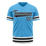 Custom Sky Blue Baseball Jersey (With Black Double Stripe)