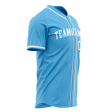 Custom Sky Blue Baseball Jersey (With White Color)