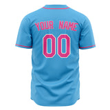 Custom Sky Blue Baseball Jersey (With Pink Color)