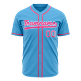 Custom Sky Blue Baseball Jersey (With Pink Color)