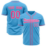 Custom Sky Blue Baseball Jersey (With Pink Color)