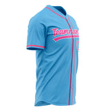 Custom Sky Blue Baseball Jersey (With Pink Color)