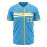 Custom Sky Blue Baseball Jersey (With White Color)