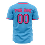 Custom Sky Blue Baseball Jersey (With Pink Color)