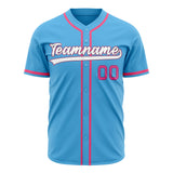 Custom Sky Blue Baseball Jersey (With Pink Color)