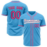 Custom Sky Blue Baseball Jersey (With Pink Color)