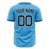 Custom Sky Blue Baseball Jersey (With Black Color)