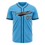 Custom Sky Blue Baseball Jersey (With Black Color)