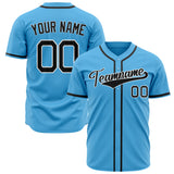 Custom Sky Blue Baseball Jersey (With Black Color)