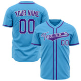 Custom Sky Blue Baseball Jersey (With Purple Color)