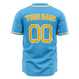 Custom Sky Blue Baseball Jersey (With Yellow Color)