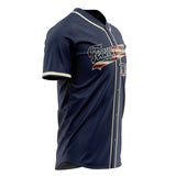 Custom Navy Baseball Jersey (With Cream Vintage USA Flag)