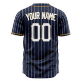 Custom Navy Baseball Jersey (With White White Pinstripe)