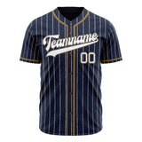 Custom Navy Baseball Jersey (With White White Pinstripe)