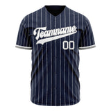 Custom Navy Baseball Jersey (With White White Pinstripe)