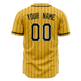 Custom Yellow Baseball Jersey (With Black Black Pinstripe)