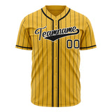 Custom Yellow Baseball Jersey (With Black Black Pinstripe)