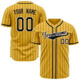 Custom Yellow Baseball Jersey (With Black Black Pinstripe)