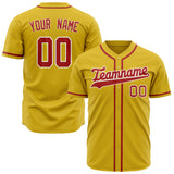 Custom Yellow Baseball Jersey (With Red Color)