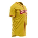 Custom Yellow Baseball Jersey (With Red Color)