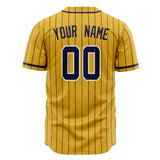 Custom Yellow Baseball Jersey (With Black Black Pinstripe)