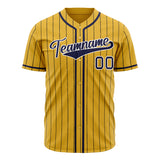 Custom Yellow Baseball Jersey (With Black Black Pinstripe)