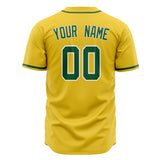 Custom Yellow Baseball Jersey (With Kelly Green Color)