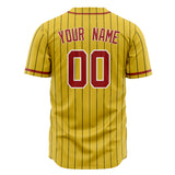 Custom Yellow Baseball Jersey (With Red Black Pinstripe)