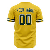 Custom Yellow Baseball Jersey (With Green Color)